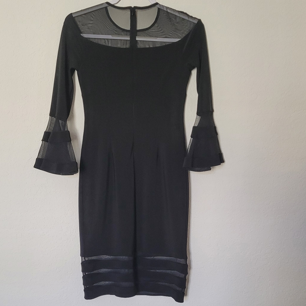 Joseph Ribkoff Black Dress with Mesh Accents Sz 4 - Picture 11 of 16